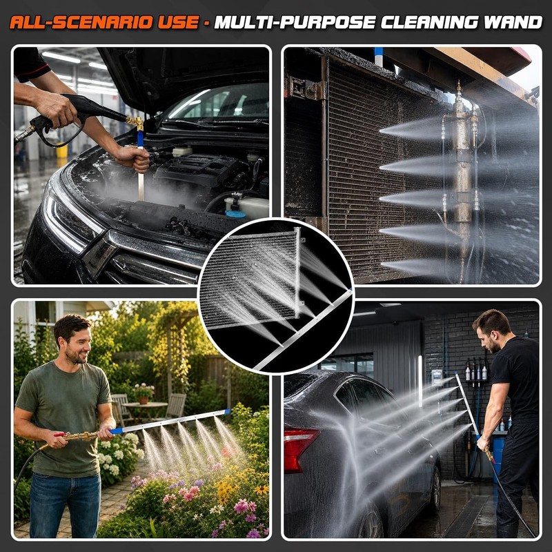 Radiator Cleaning Wand with 1/4''Quick Coupler,Dual Purpose RadiatorFlush Kit for