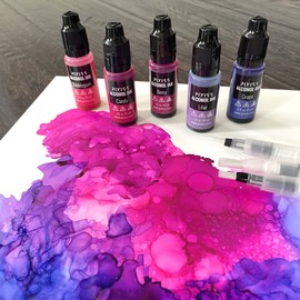 Pixiss Purple Alcohol Ink Set - 5 Shades of Highly Saturated Alcohol Ink for Epoxy Resin Supplies, Yupo Paper, Tumblers, Coasters - Resin Colorant for Epoxy Resin and Resin Art Supplies