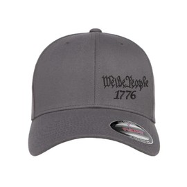 We The People 1776 Side Embroidered Trump Patriotic Republican Flexfit Hat Black Grey Navy Red Olive Royal (US, Alpha, Large, X-Large, Grey Curved)