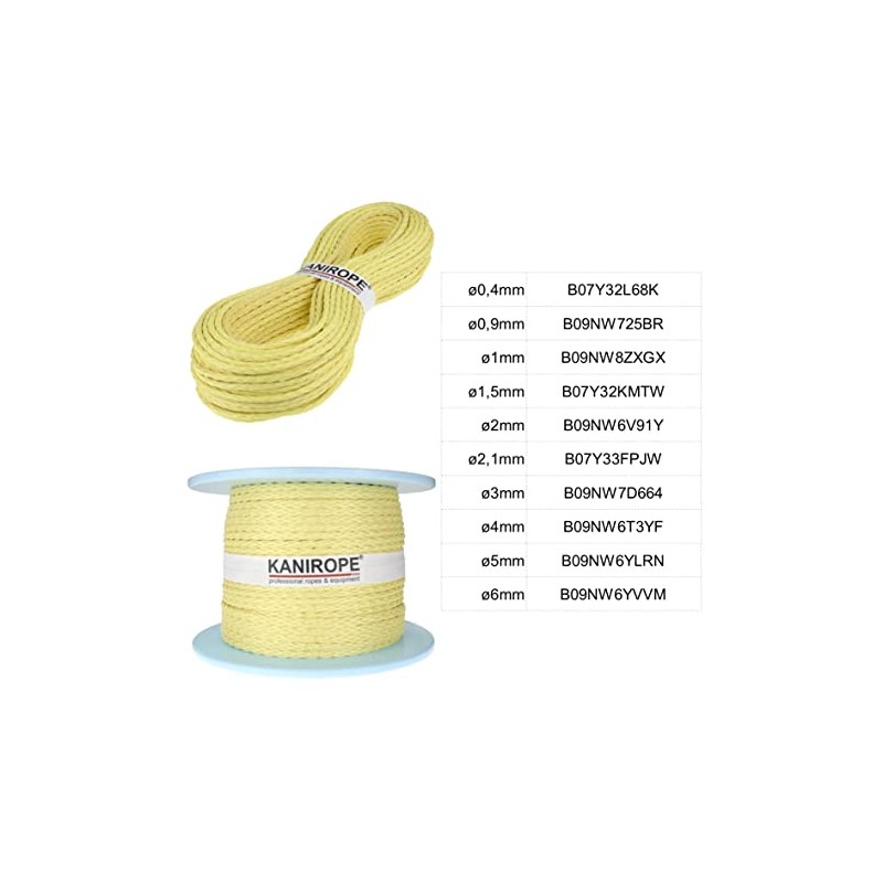 Kanirope® Aramid Rope Arabraid 3 mm 20 m Yellow 8-Way