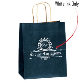 Flexicore Packaging Navy Blue Kraft Paper Bags Size: 8 Inch X 4.75 Inch x 10.25 Inch | Count: 25 Bags | Color: Navy Blue Custom Printed Logo