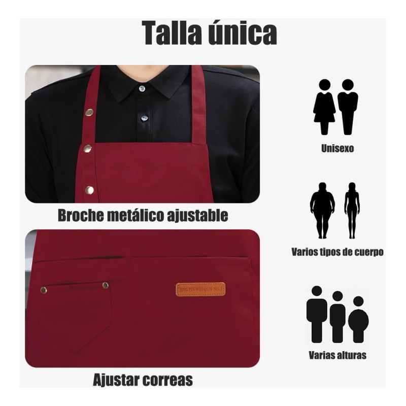5pzs Delantales De Lona Ajustables, Para Chef O Art