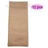 12pcs Simple Linen Fabric Wine Bag with Drawstring Champagne Decorative