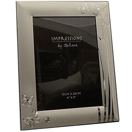 Two Tone Silver Plated Butterfly 7x5 Photo Frame