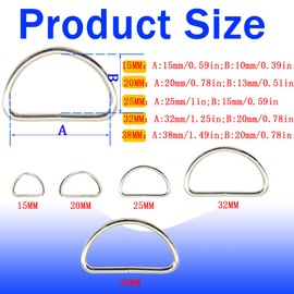 Yosawa 30 Pcs D-Rings Buckle Metal Ring for Webbing Sewing DIY, Hardware, Bags, Ring Belts （32mm/D）