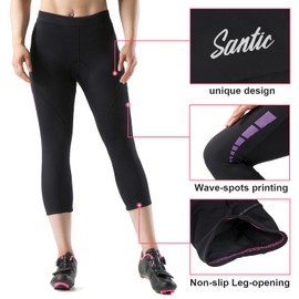 Santic Cycling Shorts Women 3D Padded 3/4 Bike Shorts Bicycle Capris for Women Breathable & Quick Dry