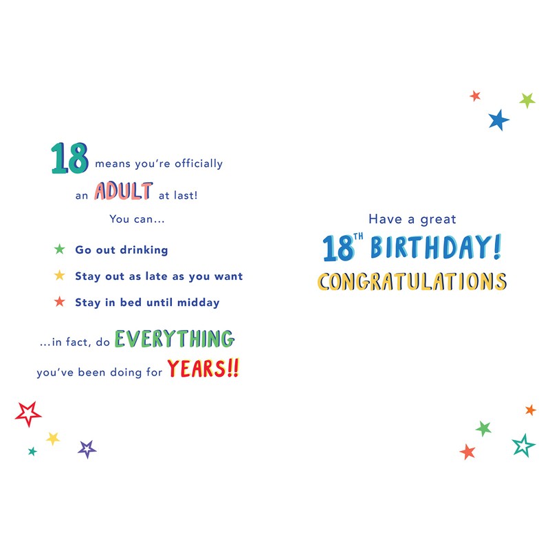 Piccadilly Greetings 18th Birthday Boy Milestone Birthday Card Age 18,