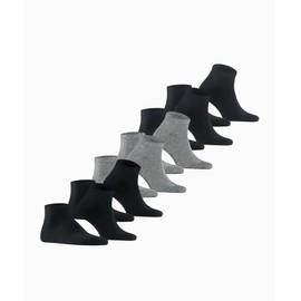 FALKE Men's Happy 6 Pack Trainer Socks Breathable Cotton Men's Trainer Socks Reinforced Short Durable Durable Skin Friendly An Allrounder Plain Multipack Gift Box 6 Pairs, Multicoloured Black Grey