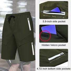 Men's Mountain Bike Shorts 4D Padded, Biking MTB Shorts Loose-fit Lightweight MTB Cycling Shorts, Green, XX-Large