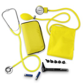 EMS XTRM Nurse Essentials Kit with Travel Case - Includes Sphygmomanometer, Stethoscope, Mini Otoscope - Yellow
