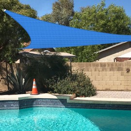TANG Sun Shade Sail 21'x21'x30' Blue Right Triangle Sunshade Cloth UV Block Permeable Sail for Outdoor Patio Garden Pergola Gazebo Deck
