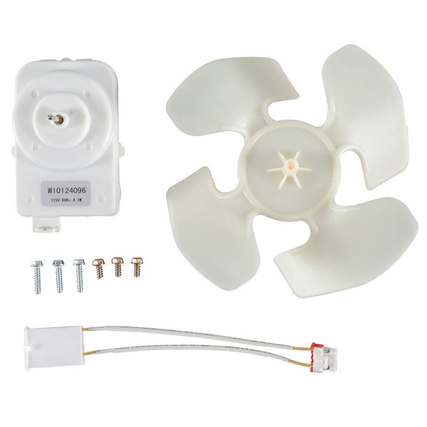 W10124096 Refrigerator Condenser Fan Motor Kit Compatible with Whirlpool Refrigerator