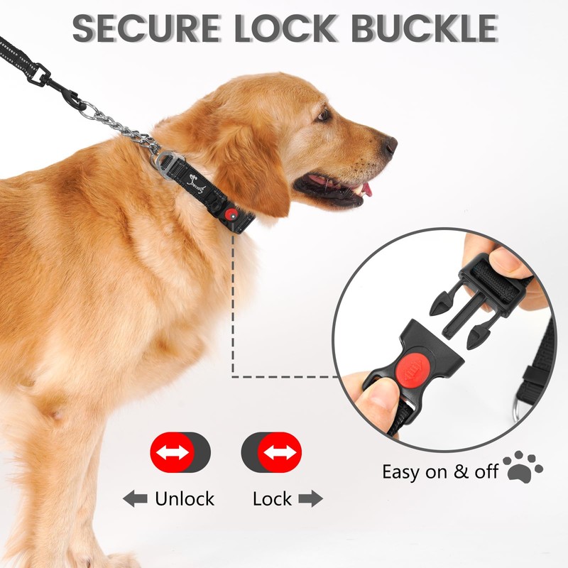PETTOM Martingale Half Dog Collar, Strong Dog Collar Metal Chain,