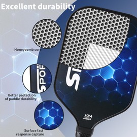 Pickleball Paddles,USAPA Approved Carbon Fiber Pickleball Paddle Set of 2,Lightweight Pickleball Rackets 2 Pack with 4 Balls,1 Carry Bag,Pickle Ball Paddle for Men Women,Comfortable Handle(Blue)