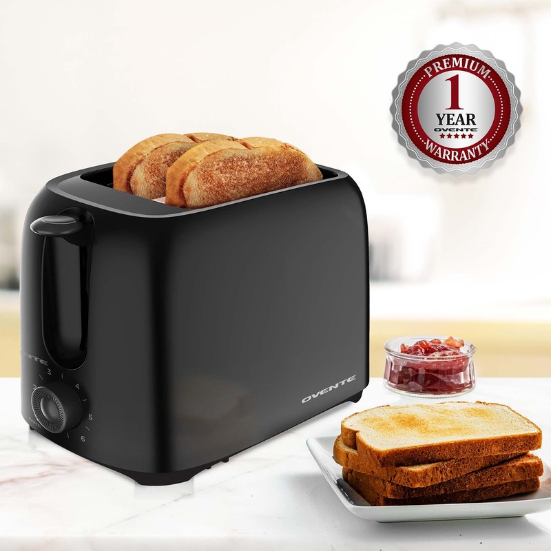 OVENTE Electric 2 Slice Toaster Machine with 6-Shade Browning Selector