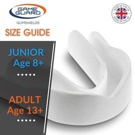 GAME GUARD Boil & Bite Mouth Guard/Gum Shield – Mouldable Mouthguard/gumshields - Junior/Kids/Childrens/Youth - CE Approved, School Sports, Rugby, Hockey (White)