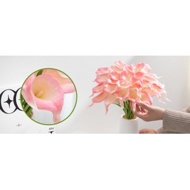 Floral Kingdom 20 PCS Real Touch PU Latex Artificial Calla Lily Flowers for Wedding Bouquets, centerpieces, and Floral Decor (Blush Pink)