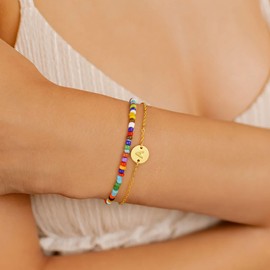 Turandoss Teen Girl Gifts Trendy Stuff - Gold Bracelets for Women Teen Girl Gifts for Girls Dainty Gold Bracelets for Women Non Tarnish Initial K Bracelets for Teen Girls Gifts for Girls Jewelry