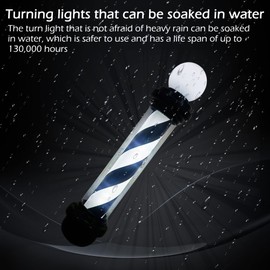 WEUMNV 35.4" Classic Barber Shop Swivel LED Light Barber Poles Outdoor, Barber Pole Rotating Illuminated Light Hair Salon Shop Beauty Sign,Red Blue White Stripes, Waterproof and Energy Saving