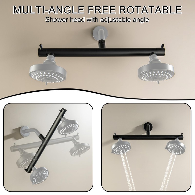Beiyi Dual Shower Head Adapter Build-in Shut Off Valve for