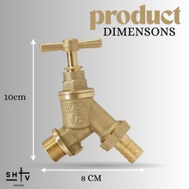 1/2 Inch Brass Garden Tap with Doble Check Valve | Heavy Duty Outdoor Bib Tap with Hose Connector | WRAS Approved