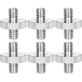 Camera Screw 1/4 Inch Male Thread to 1/4 Inch Male Thread Tripod Screw Adapter Double Head Bolt Standard Mounting Thread Converter for Camera Tripod Monopod Ball Head Light Stand - 6 Pieces