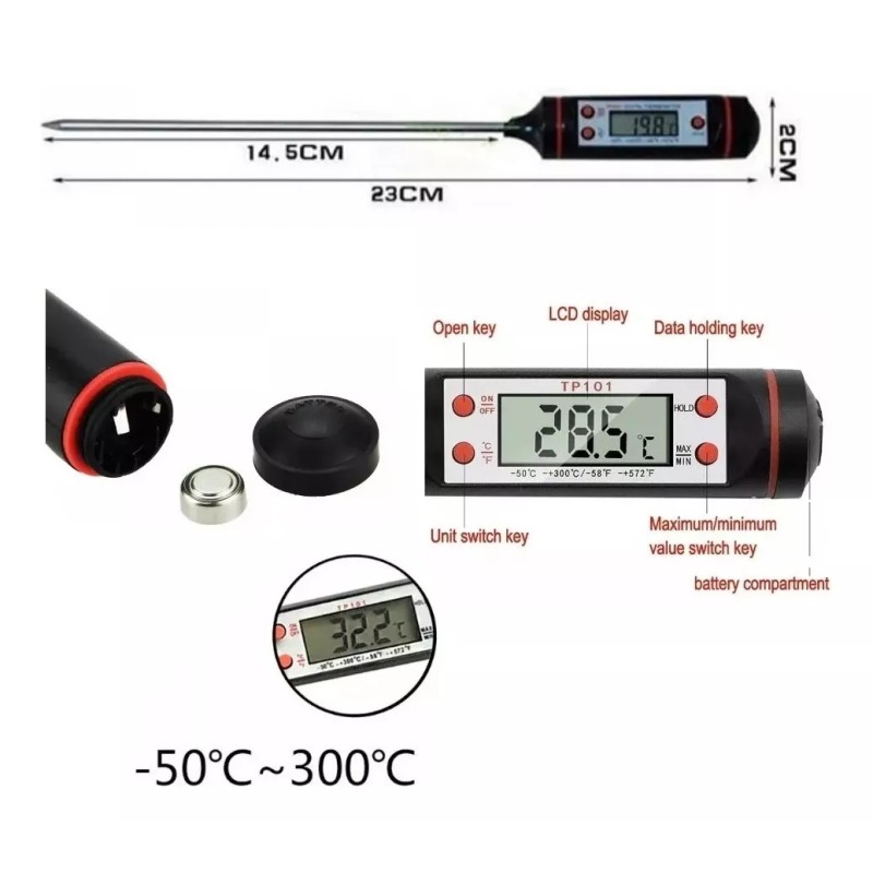 Termometro Alimentos Termómetro Cocina Digital Para Alimentos Carne Líquido Velas