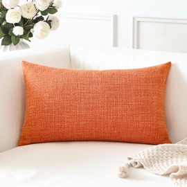 Artscope Linen Cushion Covers Set of 1 Decorative Lumbar Pillowcase Pillow Cover 12x20 Inch for Home Decor Sofa Bedroom Car 30x50cm Orange