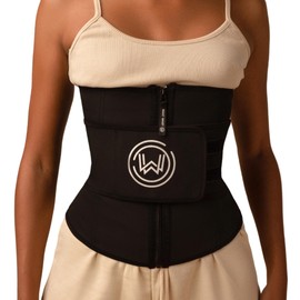 What Waist Define Band Sweat Waist Trainer for Women - Exclusive Colors & Styles - Slimming & Shaping Effect - Ideal for Lower Belly Fat, Walking, Running, Weight Exercises - Adjustable Strap Black