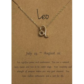 T.A. Tiffany Alexander NEW WOMAN'S GOLD-TONE ZODIAC SIGN LEO MAKE A WISH PENDANT NECKLACE WITH CARD