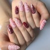 10 Pcs Press on Nails Medium Almond Fake Nails, 3D