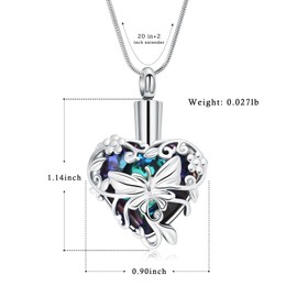 Butterfly Urn Necklaces for Ashes Urn Jewelry for Human Pet Ashes for Women Heart Cremation Necklace for Ashes