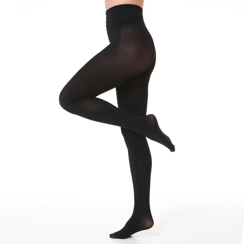 EVERSWE 2 Pairs Pack Women's Opaque Tights (L-XL, Black)