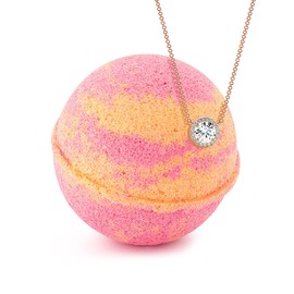Ivy & Bauble Handmade Aromatherapy Bath Bomb with Surprise Necklace Inside, Fruity Punch Scent, Made in USA, Made Without Paraben, Preservatives, Phosphate, Large 10 oz