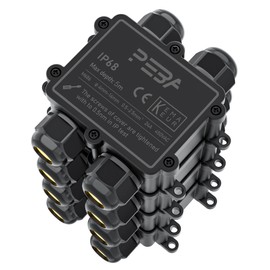 PEBA Junction Box IP68 Waterproof Cable Connector Outdoor 4-Way Connection Box Earth Cable Black Electrical Outdoor Distribution Box Cable Gland for 4 mm-14 mm Black (Pack of 4)