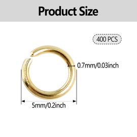 pson 400PCS Gold Jump Rings, 5mm Metal Connecting Rings, Split Rings for Jewelry, Necklace, Bracelet, DIY, Craft, Key Chains