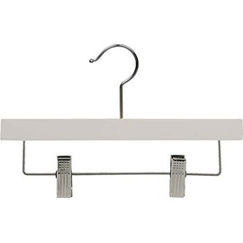 Kids White Finish Bottom Hanger with Clips in 11" Length X 5/8" Thick with Chrome Hardware, Box of 25