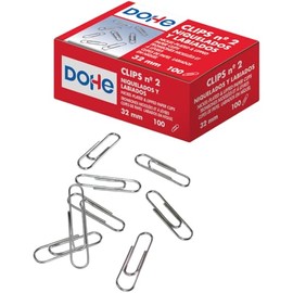 Dohe 100 Nickel Plated Paper Clips 32mm No.2 Office Supplies