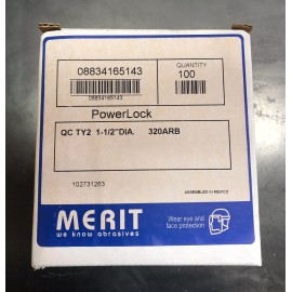 Merit (100) Merit 1-1/2" PowerLock 320 Grit Discs 320ARB 08834165143TY2 QC