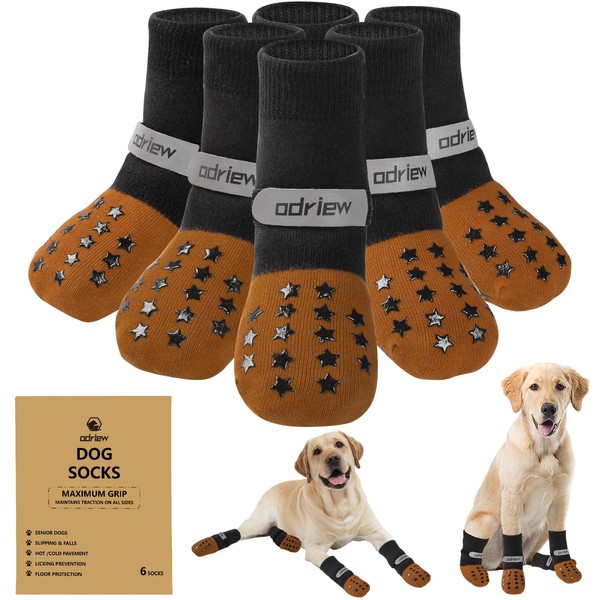Odriew 6 PCS Dog Socks to Prevent Licking Paws, Double-Sided