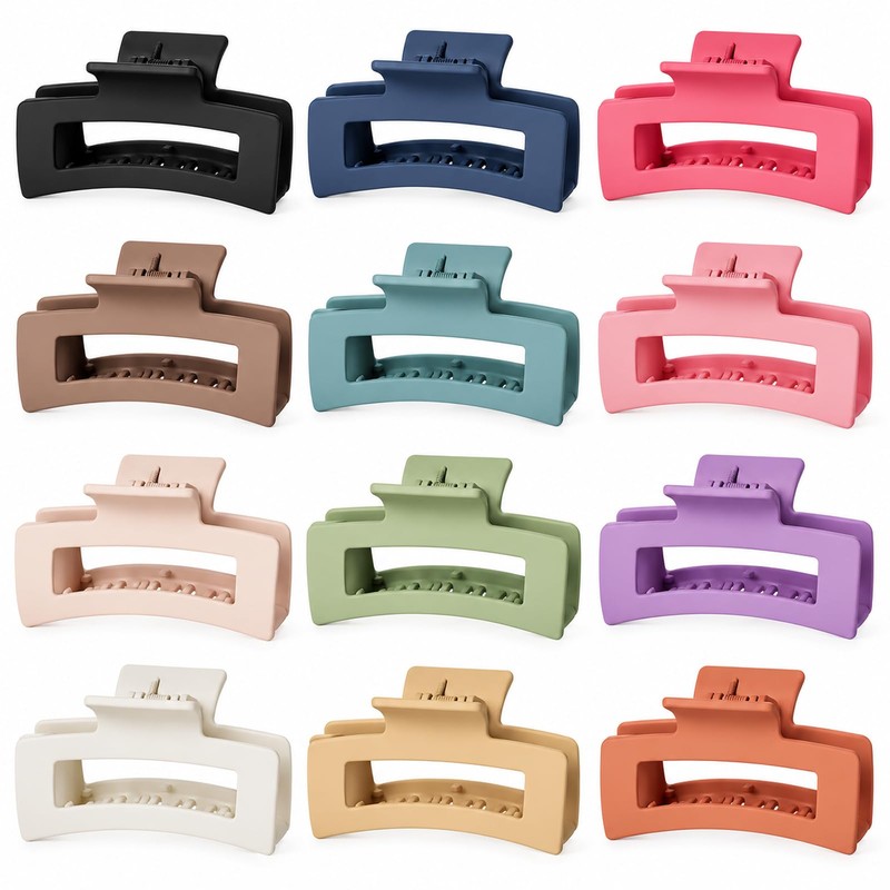 12 Pcs Hair Claw Clips for Women, 3.5” Medium Claw
