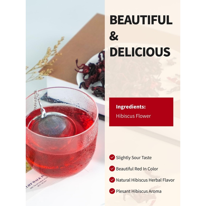 TeeLux Hibiscus Tea Loose Leaf, Dried Hibiscus Flowers Herbal Tea,