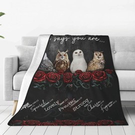 Funny Owl Blanket Owl and Rose Decor Throw Blanket God Says You Are Inspirational Blanket Gifts for Girls Boys Super Warm Soft Plush Fleece Flannel Blanket Bedding Blanket for Kids Adult Women 50"X40"