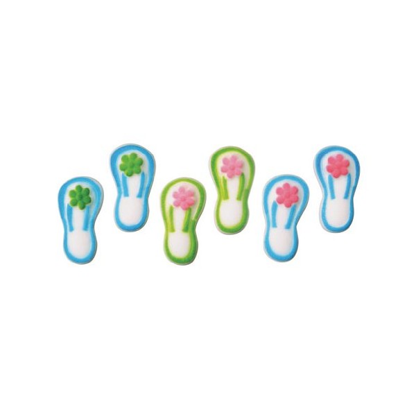 Lucks Dec-Ons Decorations Molded Sugar/Cup-Cake Topper, Flip Flops Assortment, 1.75 Inch, 90 Count