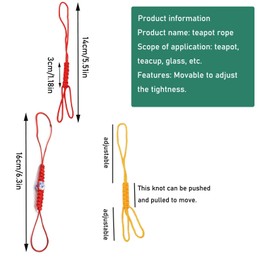 NentMent 6 Pack Teapot Rope Hand-Woven Glass Kettle Ropes Ceramic Teapots Lid Anti-drop Cord Wire Yixing Clay Pot Handle Tied Rope Anti-fall Lids Ropes Porcelain Cup Tea Set Decor Accessories