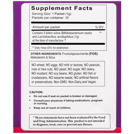 FloraTummys Probiotic Sprinkles Kids 10ct: Taste-Free, Easy-to-Use Probiotic Powder Packets, Non-Dairy, Gluten & Sugar-Free. Non-GMO, Travel Size