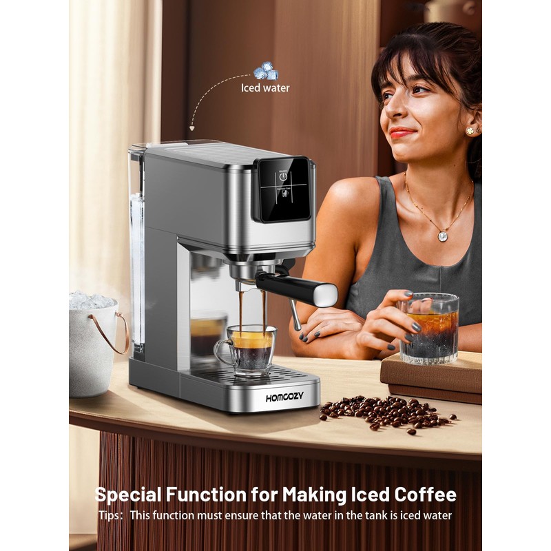 HomCozy Espresso Machine 20 Bar Coffe Maker with Rapid Cold