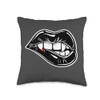 Vampire Teeth x Biting Lip Throw Pillow