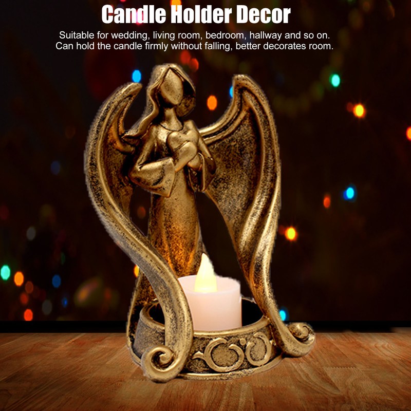 Candle Holder Resin Candlestick Base Angel Figurine Design Home Decoration