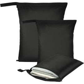 AOOSA Pack of 3 Wet Bags, Black Wetbag Swimming Items, Waterproof Wet Bag with Zip, Reusable Wet Bag for Swimwear, Sportswear, Dirty Clothes